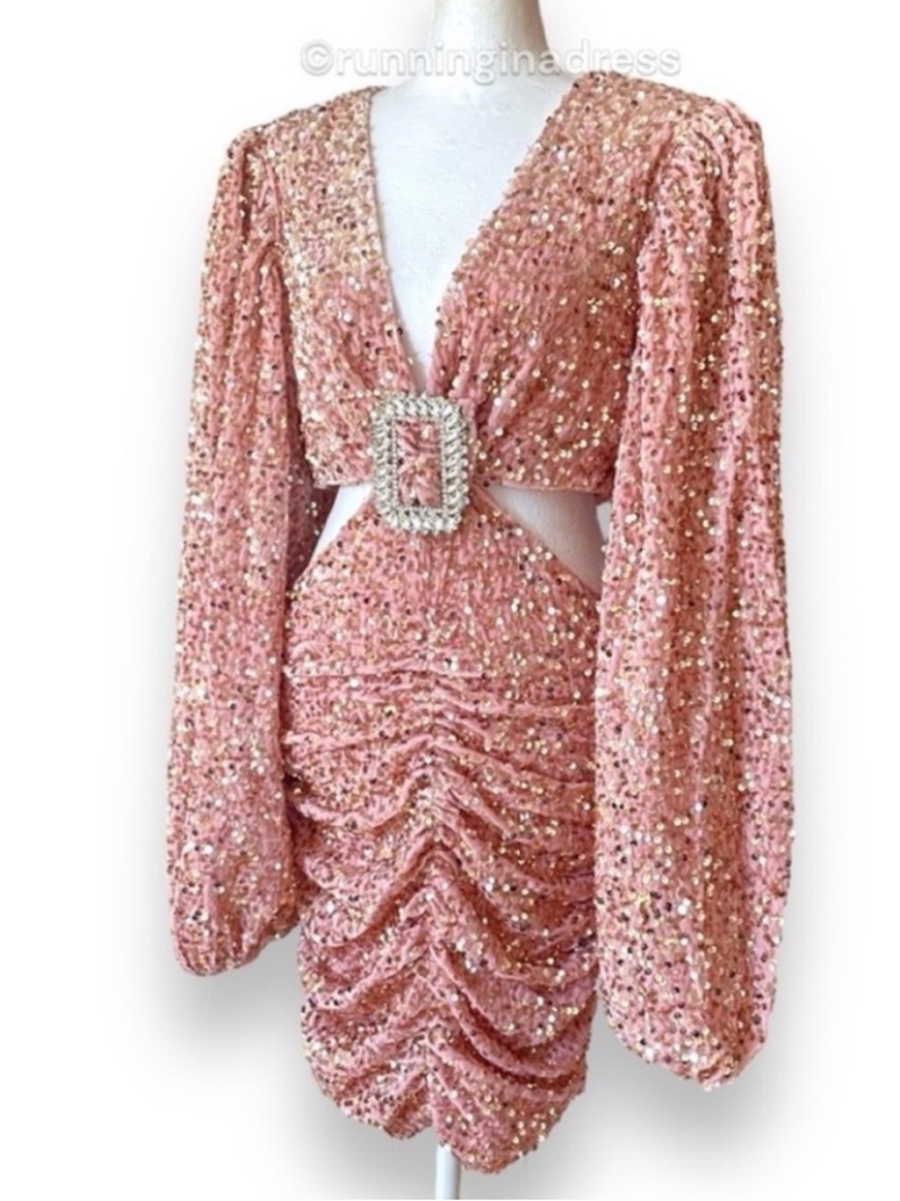 NWT Line & Dot Valeria Pink Sequin Cutout Mini Dress Medium Revolve - Picture 6 of 16